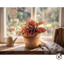 Planta cu pistrui Mix FloraSelf Hypoestes H 12 cm ghiveci Ø 6 cm (Image AI modified or generated)