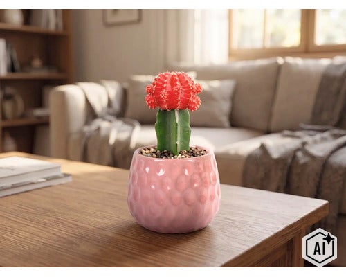 Cactus FloraSelf Gymnocalycium Geent Mix ghiveci Ø 5,5 cm, diferite culori (Image AI modified or generated)