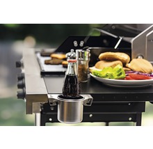 Suport metalic pentru băuturi pe grătar cu sticlă de băutură