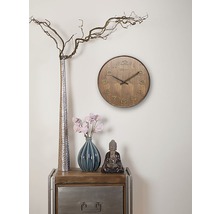 Ceas perete NeXtime Wood Medium maro Ø 35 cm