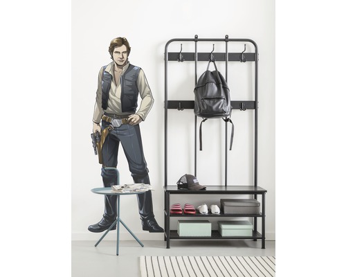 Hol cu suport pentru haine, bancă, autocolant de perete, măsuță laterală și covor