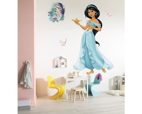 Cameră decorativă pentru copii cu autocolant de perete cu prințesa Jasmine și Aladdin