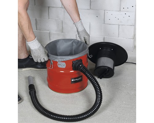 Logo Einhell. Aspirator umed uscat cu recipient, furtun de aspirare și filtru.