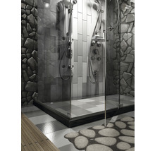 Prag cabină duș unghi drept din marmură compozită 80x80 cm Granit negru-thumb-2