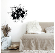 Autocolant de perete cu motiv de floare de hibiscus deasupra canapelei