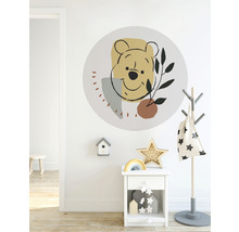 Cameră decorativă pentru copii cu autocolant de perete Winnie the Pooh, noptieră și suport pentru haine.