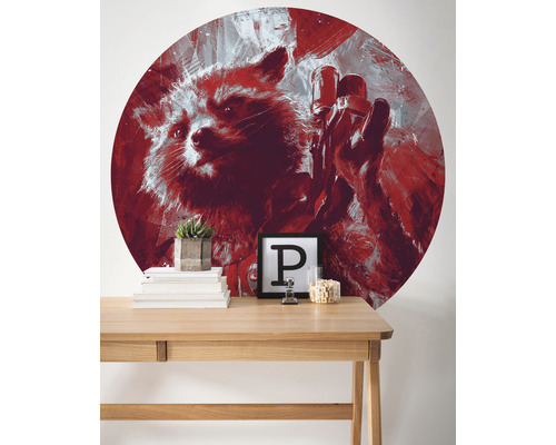 Decoratiune de perete rotundă cu motiv raton deasupra unui birou