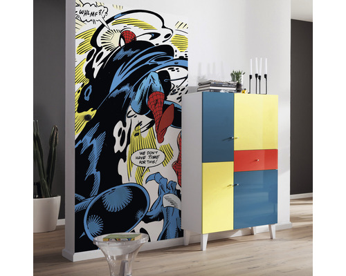 Cameră cu poster de ușă Spiderman și dulap colorat