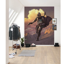 Cameră cu pictură murală Star Wars, suport pentru haine și covor