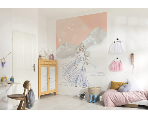 Cameră de fete cu fototapet cu motiv din filmul Regatul de gheață