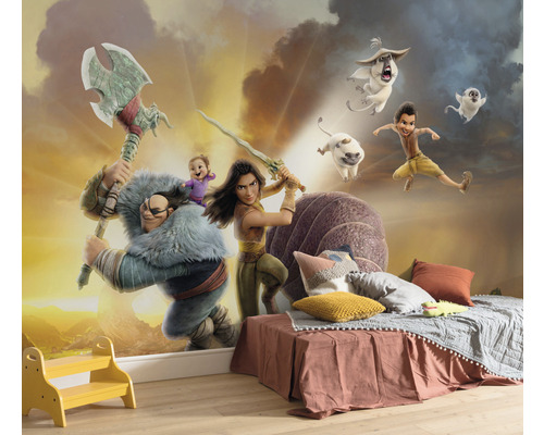 Cameră de copii cu pictură murală din filmul Raya și ultimul dragon