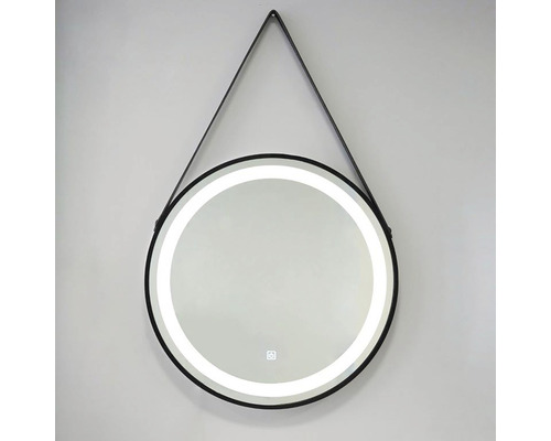 Oglindă rotundă cu iluminare LED și suspensie