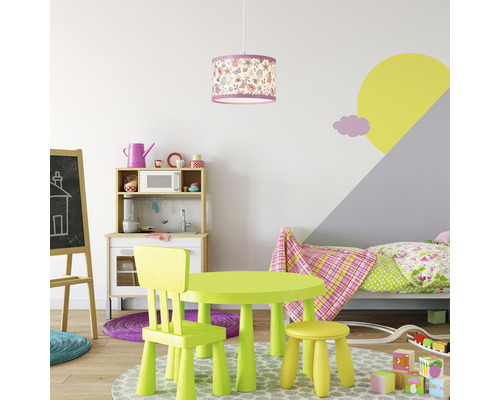 Pendul Hanka E27 max. 1x40W, pentru camera copiilor, roz/multicolor