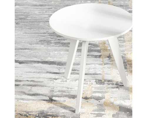 Măsuță laterală rotundă albă cu trei picioare