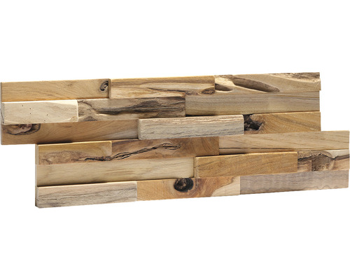 Panou decorativ lemn Ultrawood Teak Bologna 49,5x18 cm Placare din lemn de tec pentru decorarea pereților