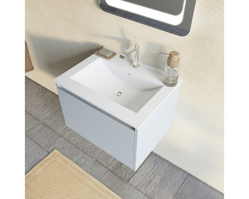 Dulap de bază pentru lavoar cu robinet, săpun și dozator de săpun în baie