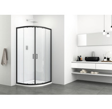 Cabină duș semirotundă Sanotechnik Elite Black 90x90x195 cm sticlă transparentă profil negru-thumb-5
