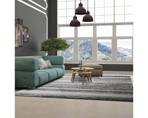 Cameră de zi cu canapea, măsuță de cafea și covor