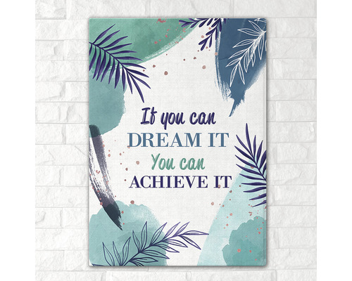 Imprimeu pe pânză cu citat motivațional și ilustrație cu plante