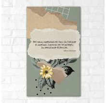 Tablou decorativ de perete cu citat de Albert Einstein și motive florale