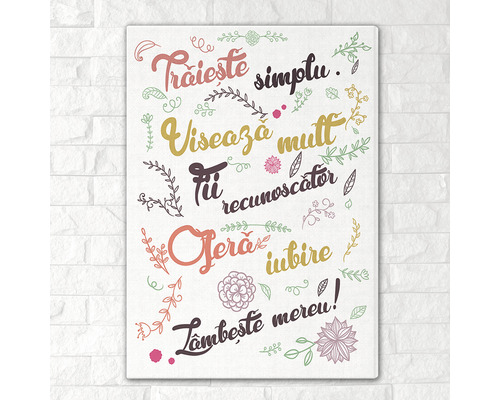 Tablou canvas cu citate românești și elemente florale