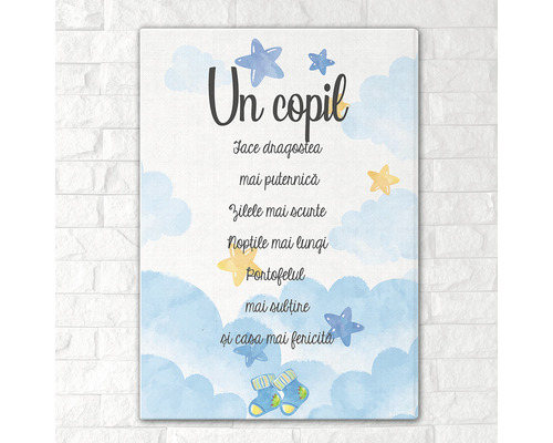 Tablou decorativ cu motiv pentru copii și text în limba română