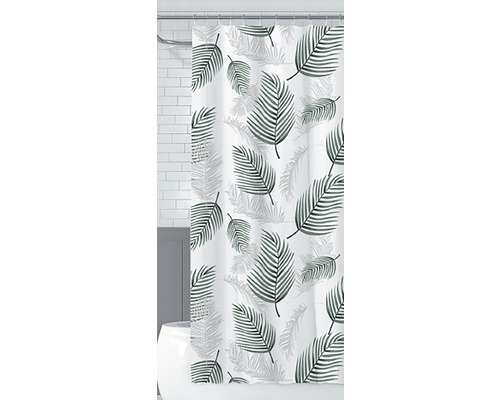 Cortină de duș cu model de plante în baie