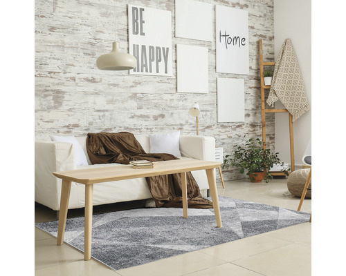 Living cu canapea, măsuță de cafea și covor cu model