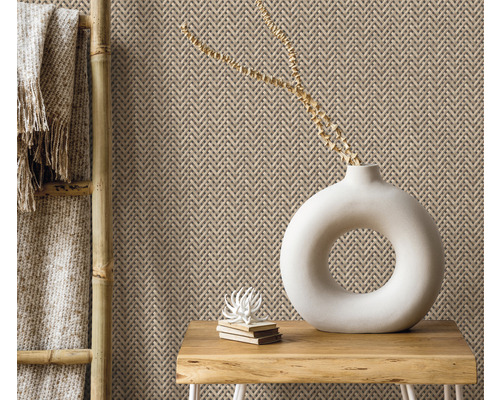 Tapet decorativ cu model împletit în camera de zi