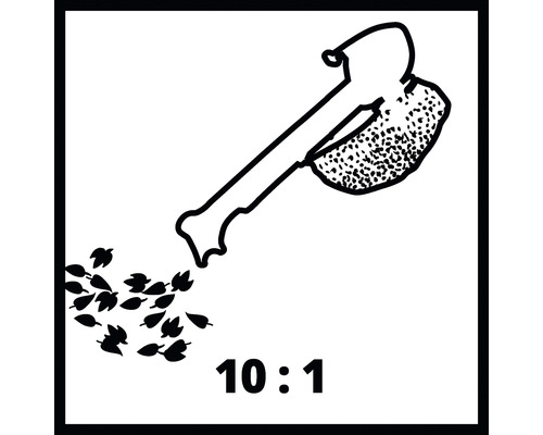 Simbol pentru aspirator de frunze cu funcție de mărunțire de 10 la 1.