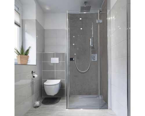 Baie modernă cu duș, toaletă și fereastră