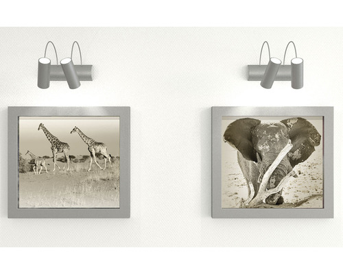 Decoratiune de perete cu motive de girafe si elefanti si doua aplice de perete