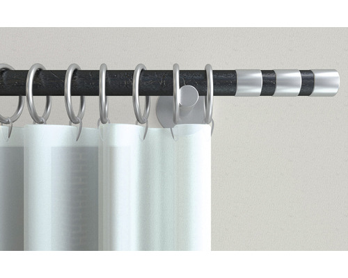 Bară de perdea cu inele de perdea și material de perdea