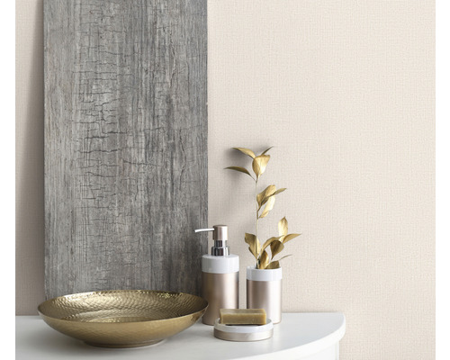 Aranjament decorativ cu bol, dozator de săpun și panou din lemn