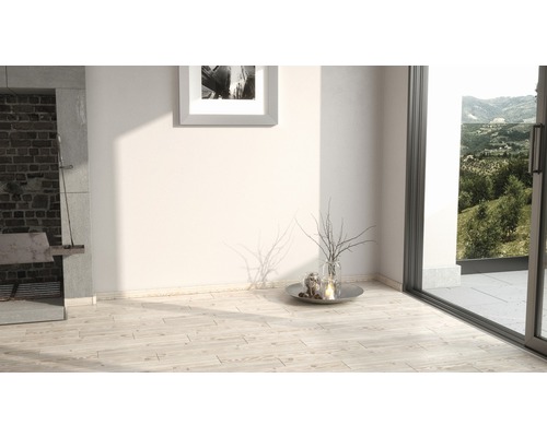 Cameră luminoasă cu podea din lemn, șemineu și fereastră cu vedere