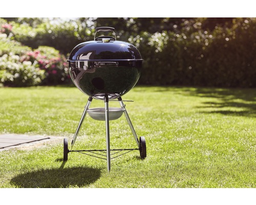 Grătar sferic pe un gazon în grădină