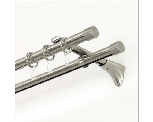 Bară dublă pentru perdele cu inele și suport