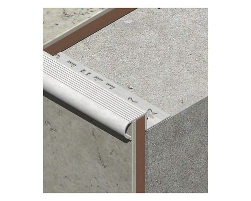 Protecție rotunjită pentru trepte ceramice din aluminiu eloxat 10x18 mm 2,5 m argintiu satinat LRA105.81-0