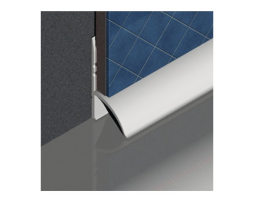 Etanșator baie din PVC 25x20 mm 1,8 m alb SBS180.01 Imagine detaliată a unei plinte din plastic pe un perete