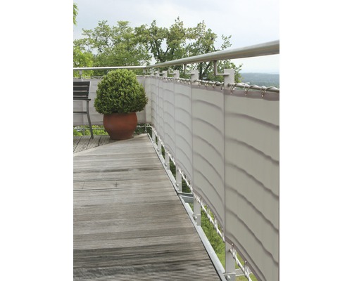 Apărătoare balcon 65x300 cm, gri argintiu Balcon cu paravânt, balustradă și podea de lemn