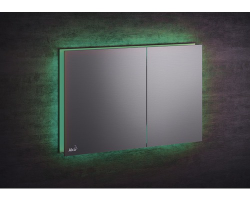 Placă de acționare din metal periat cu două butoane și iluminare LED