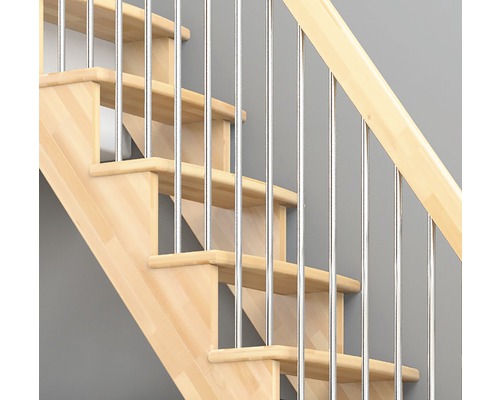 Scară din lemn cu balustradă metalică