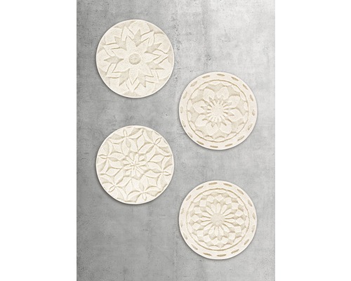 Patru decorațiuni de perete rotunde cu modele florale