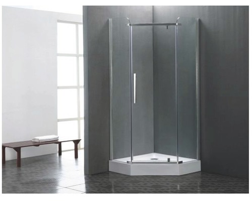 Cabină duș pentagonală Belform Clear, 80x80x185 cm, sticlă securizată transparentă, profil crom, fără cădiță de duș