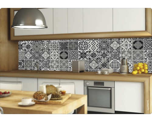 Scenă de bucătărie cu autocolante de faianță în design vintage