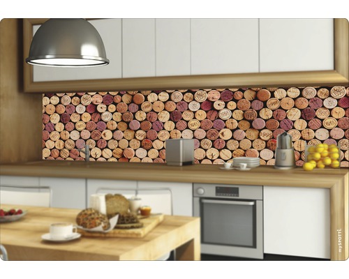 Scenă de bucătărie cu protecție de perete cu model de plută