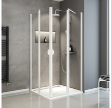 Cabină de duș pătrată Schulte Lugano, 80x80x180 cm, sticlă securizată transparentă, profil alb-thumb-0