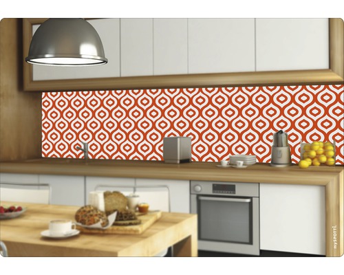 Panou de protecție pentru bucătărie cu model într-o bucătărie modernă