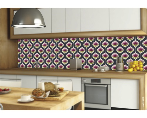 Protecție de perete pentru bucătărie cu model floral în bucătărie modernă