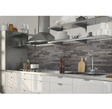 Scenă de bucătărie cu chiuvetă, robinet, aragaz și hotă